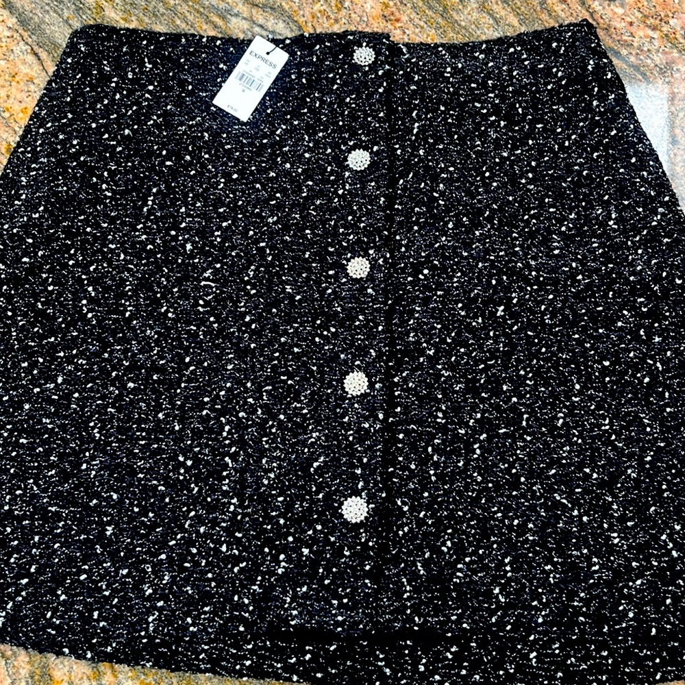 NWT Express tweed skirt with rhinestone buttons size 14